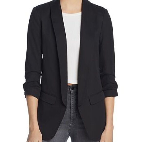 AQUA black open front ruched sleeve blazer size M - Picture 1 of 10